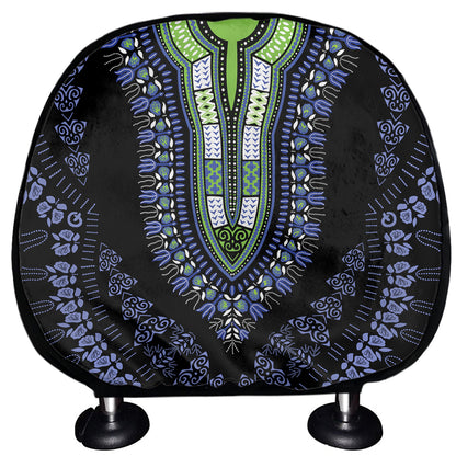 Blue And Black African Dashiki Print Car Headrest Covers