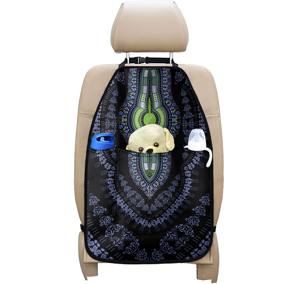 Blue And Black African Dashiki Print Car Seat Organizers