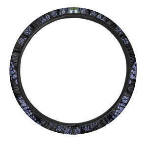 Blue And Black African Dashiki Print Car Steering Wheel Cover