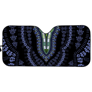 Blue And Black African Dashiki Print Car Sun Shade