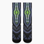 Blue And Black African Dashiki Print Crew Socks