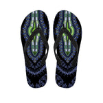 Blue And Black African Dashiki Print Flip Flops