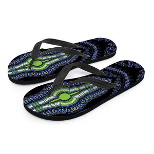 Blue And Black African Dashiki Print Flip Flops