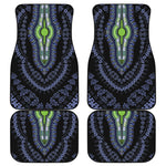 Blue And Black African Dashiki Print Front and Back Car Floor Mats