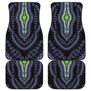 Blue And Black African Dashiki Print Front and Back Car Floor Mats