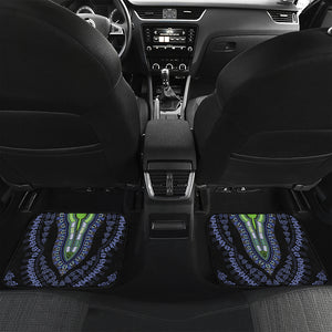 Blue And Black African Dashiki Print Front and Back Car Floor Mats