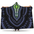 Blue And Black African Dashiki Print Hooded Blanket