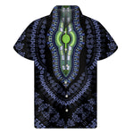 Blue And Black African Dashiki Print Men's Short Sleeve Shirt