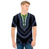 Blue And Black African Dashiki Print Men's T-Shirt