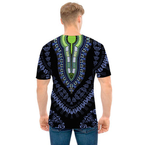 Blue And Black African Dashiki Print Men's T-Shirt