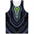 Blue And Black African Dashiki Print Men's Tank Top