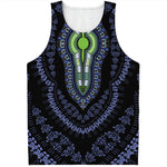 Blue And Black African Dashiki Print Men's Tank Top