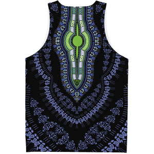 Blue And Black African Dashiki Print Men's Tank Top