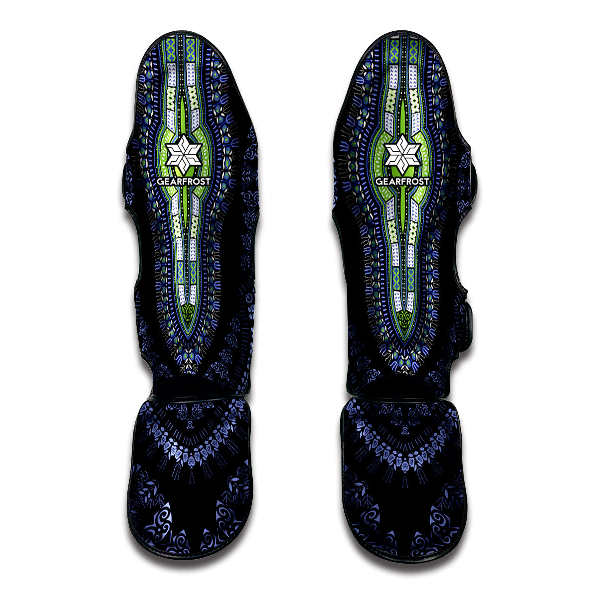 Blue And Black African Dashiki Print Muay Thai Shin Guard