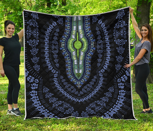 Blue And Black African Dashiki Print Quilt