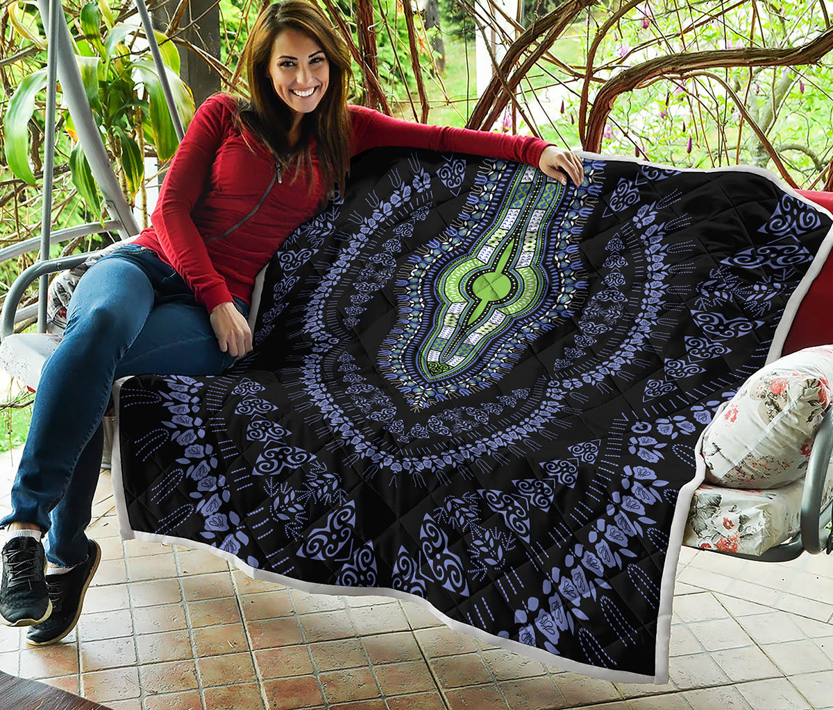 Blue And Black African Dashiki Print Quilt