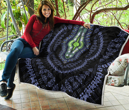Blue And Black African Dashiki Print Quilt