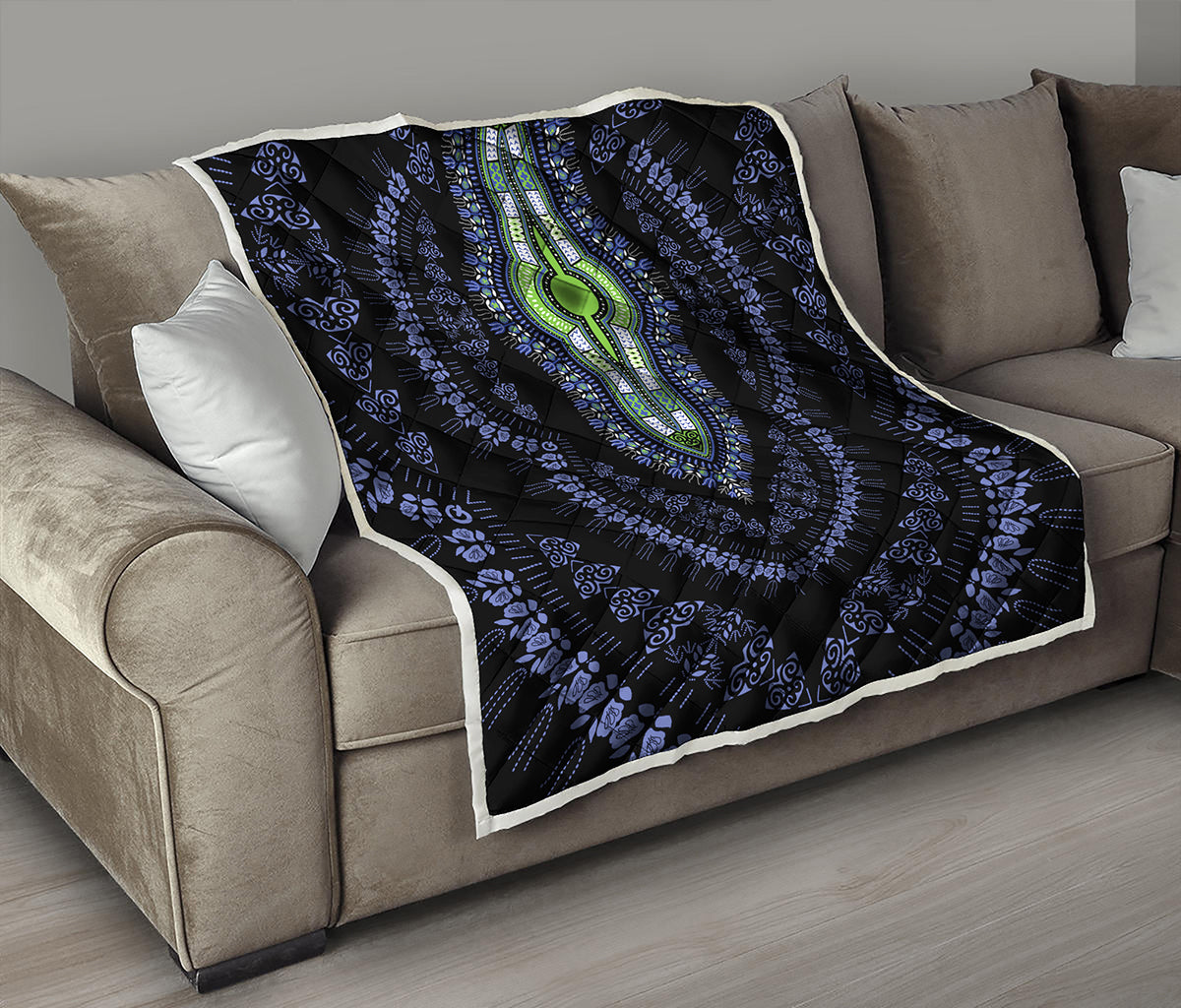 Blue And Black African Dashiki Print Quilt