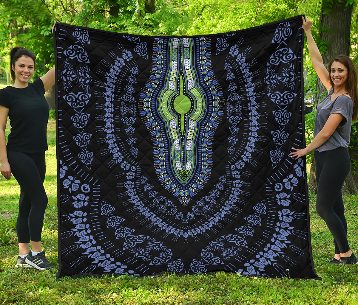 Blue And Black African Dashiki Print Quilt