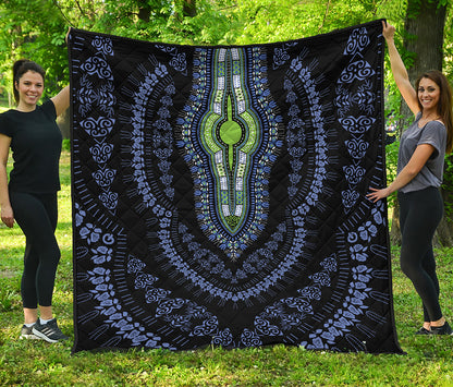 Blue And Black African Dashiki Print Quilt
