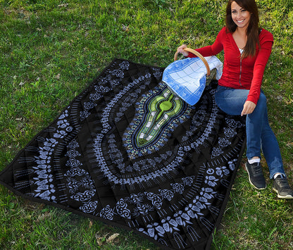 Blue And Black African Dashiki Print Quilt