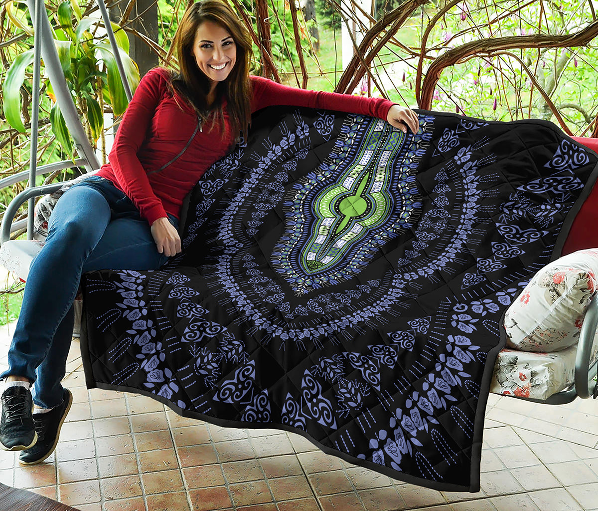 Blue And Black African Dashiki Print Quilt