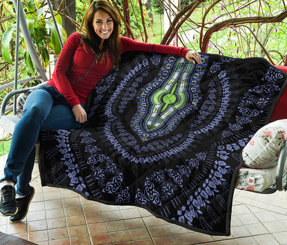 Blue And Black African Dashiki Print Quilt
