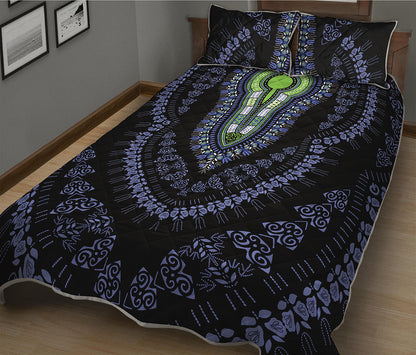 Blue And Black African Dashiki Print Quilt Bed Set