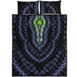 Blue And Black African Dashiki Print Quilt Bed Set