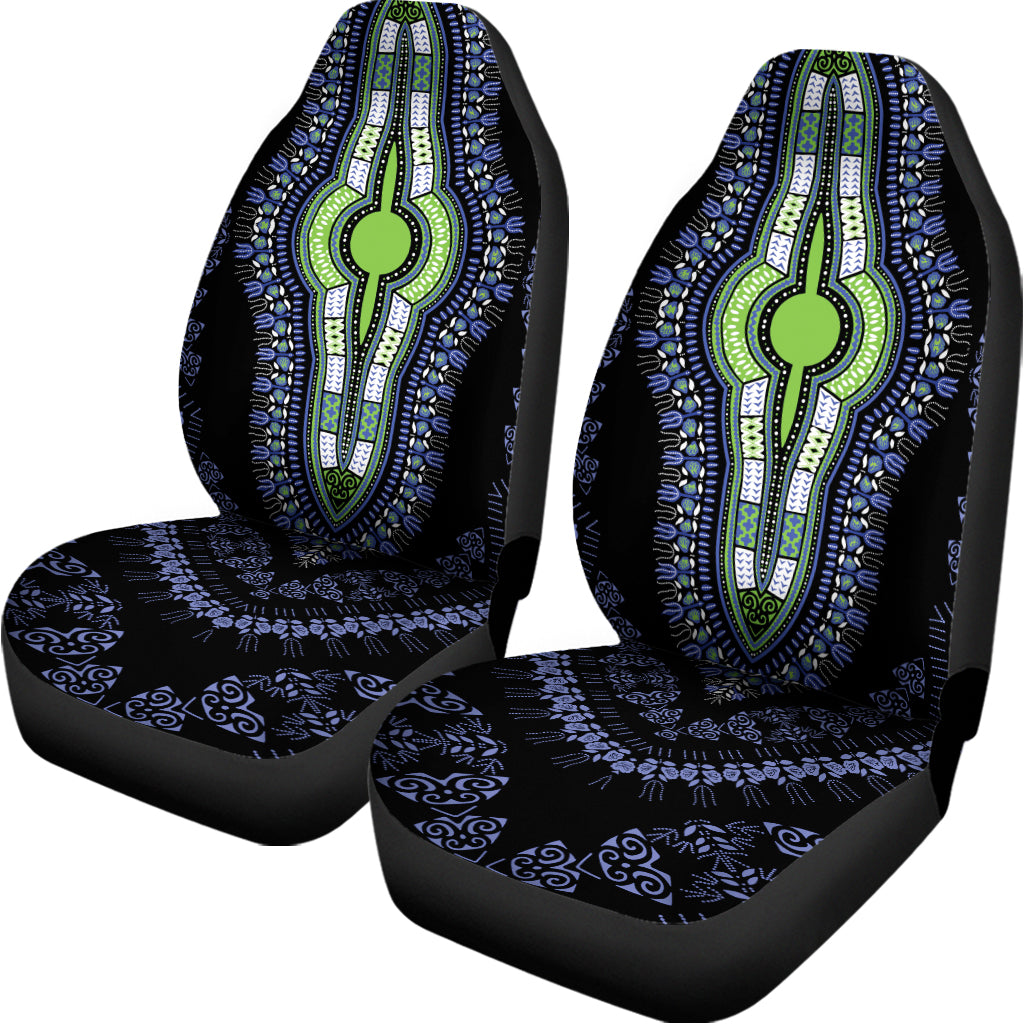 Blue And Black African Dashiki Print Universal Fit Car Seat Covers