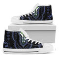 Blue And Black African Dashiki Print White High Top Sneakers