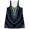 Blue And Black African Dashiki Print Women's Racerback Tank Top