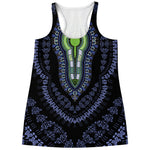 Blue And Black African Dashiki Print Women's Racerback Tank Top