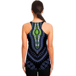 Blue And Black African Dashiki Print Women's Racerback Tank Top