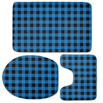 Blue And Black Buffalo Check Print 3 Piece Bath Mat Set
