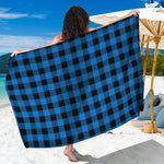 Blue And Black Buffalo Check Print Beach Sarong Wrap