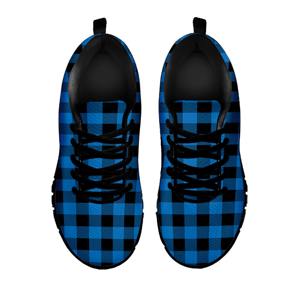 Blue And Black Buffalo Check Print Black Sneakers