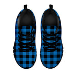 Blue And Black Buffalo Check Print Black Sneakers