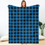 Blue And Black Buffalo Check Print Blanket