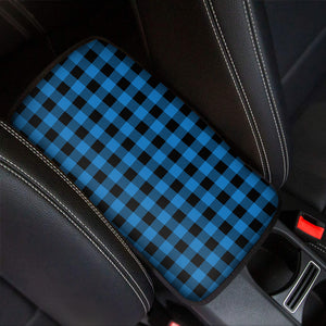 Blue And Black Buffalo Check Print Car Center Console Cover