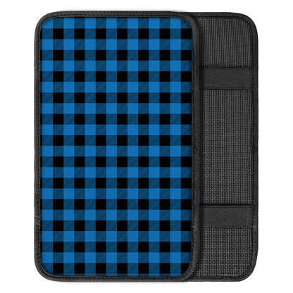 Blue And Black Buffalo Check Print Car Center Console Cover