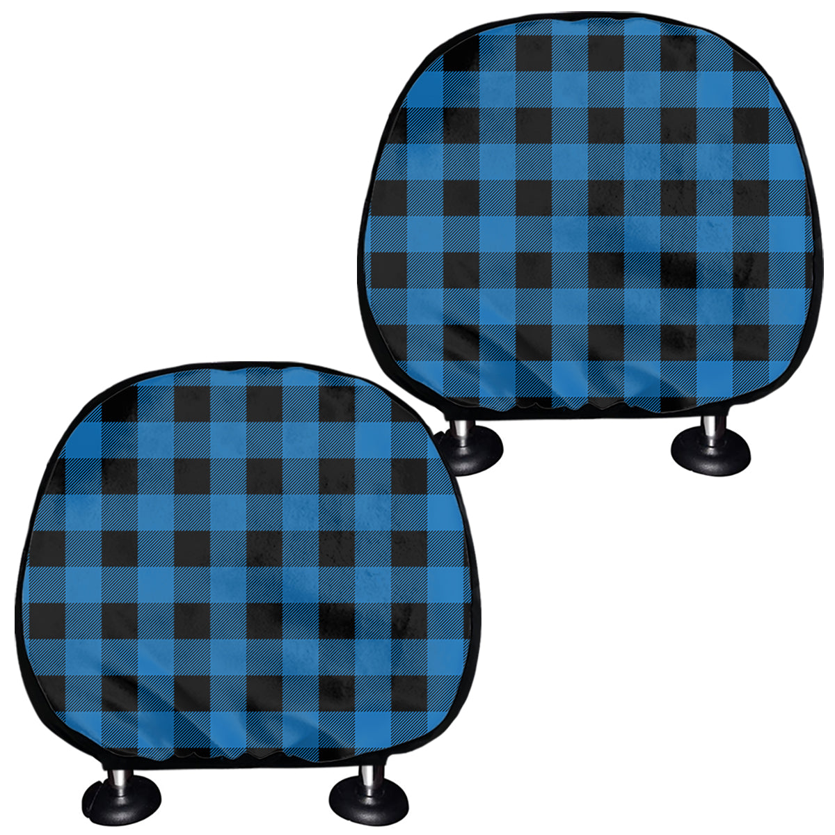 Blue And Black Buffalo Check Print Car Headrest Covers