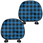 Blue And Black Buffalo Check Print Car Headrest Covers