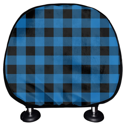 Blue And Black Buffalo Check Print Car Headrest Covers