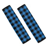 Blue And Black Buffalo Check Print Car Seat Belt Covers