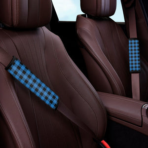 Blue And Black Buffalo Check Print Car Seat Belt Covers