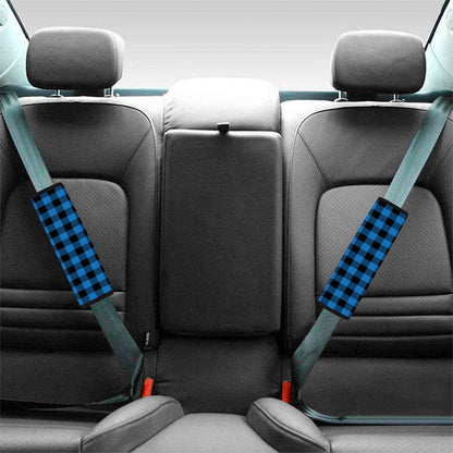 Blue And Black Buffalo Check Print Car Seat Belt Covers