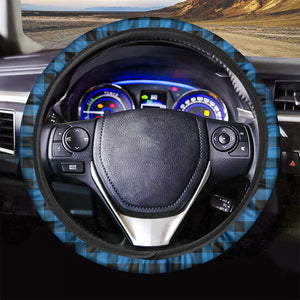 Blue And Black Buffalo Check Print Car Steering Wheel Cover