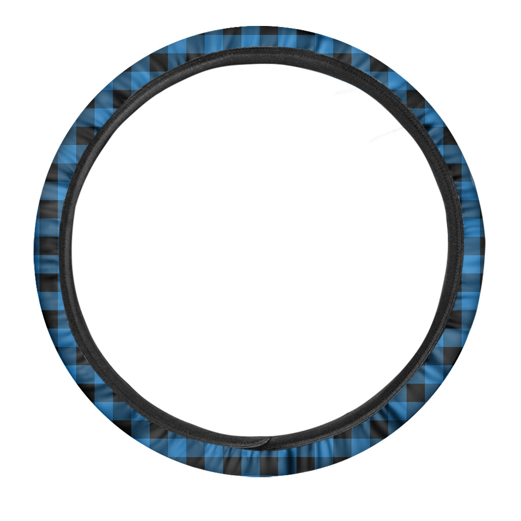 Blue And Black Buffalo Check Print Car Steering Wheel Cover