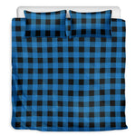 Blue And Black Buffalo Check Print Duvet Cover Bedding Set